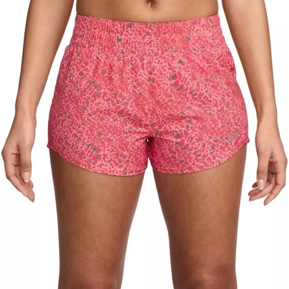 NWT Nike One DriFit Mid Rise 3" Size Small Womens Desert Coral Pink Lined Shorts - Picture 2 of 6